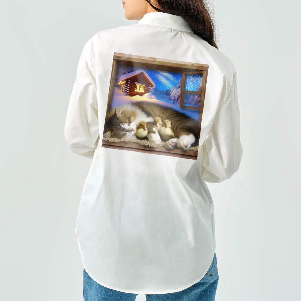 NaturalCanvasの猫とアヒルの子の愛 Work Shirt