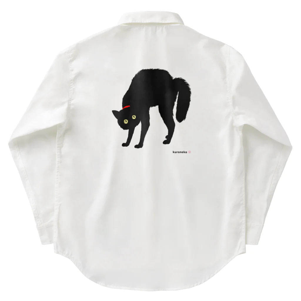 小鳥と映画館の赤い首輪のツンデレ黒猫ちゃん Work Shirt