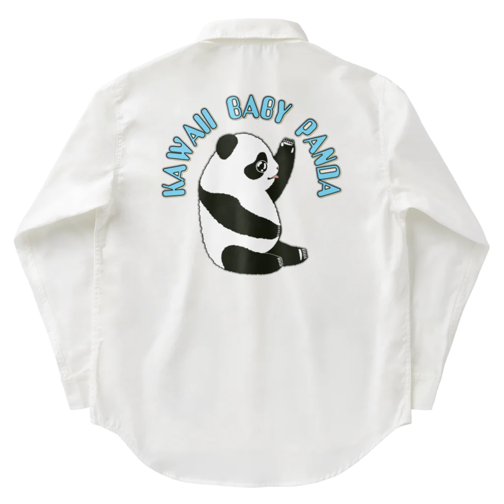 LalaHangeulのKawaii Baby Panda　(子パンダさん) バックプリント ワークシャツ