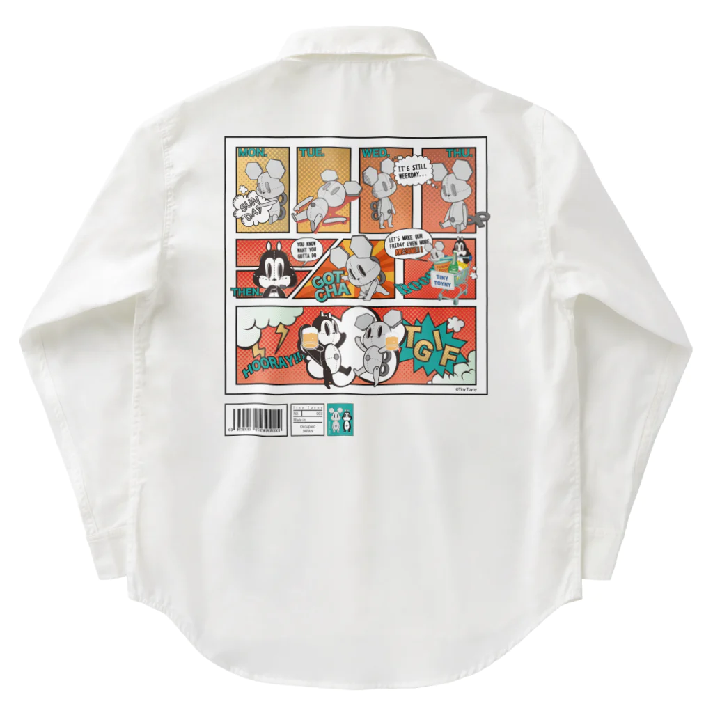 Tiny Toyny のTiny Toyny - COMIC 03 back print work-shirt Work Shirt