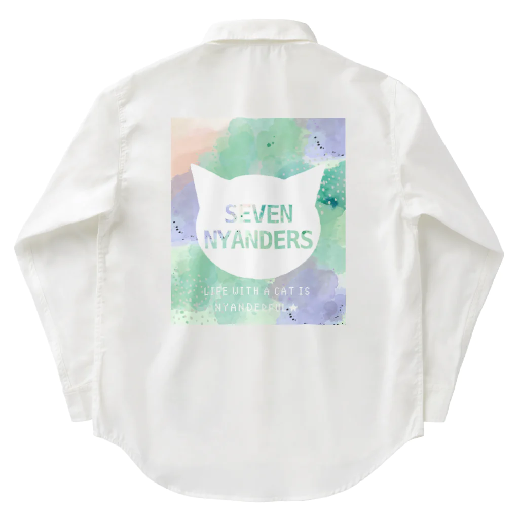 SEVEN NYANDERSのSEVEN NYANDERS シルエットロゴ　Spring Green ワークシャツ