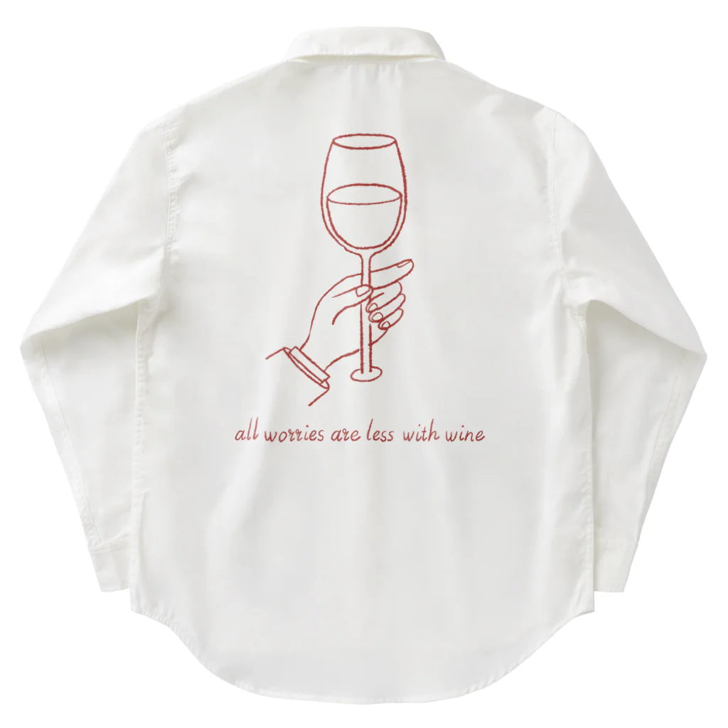 Blue chairのAll worries are less with wine. Work Shirt