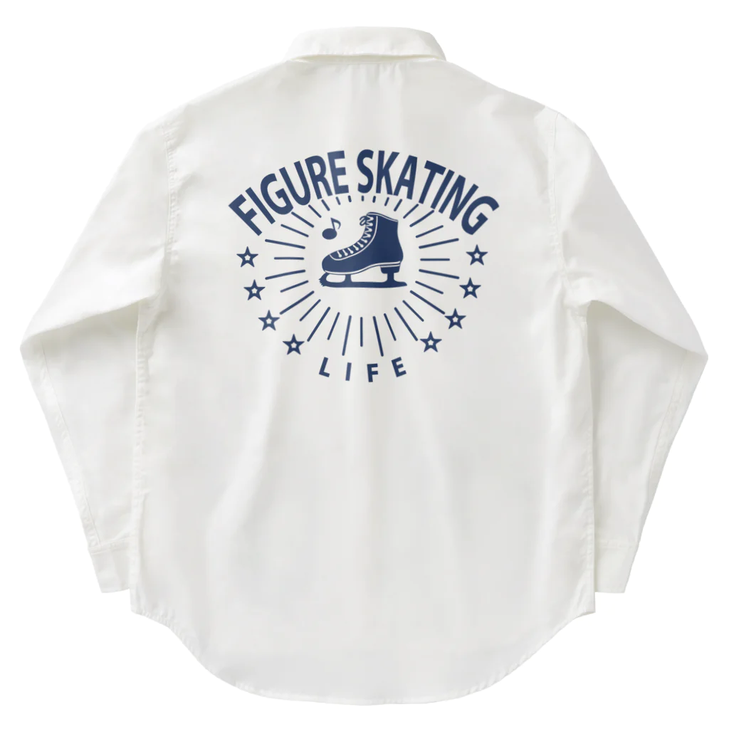 sports_tower スポーツタワーのフィギュアスケート・星・figure skating・グッズ・デザイン・フィギアスケート・#Tシャツ・ステップ・スピン・ジャンプ・スケート靴イラスト・技・男子・女子・かっこいい・かわいい・アイスダンス ワークシャツ