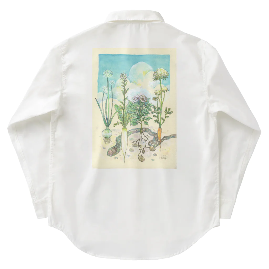 放課後屋のやさいのおはな back print Work Shirt