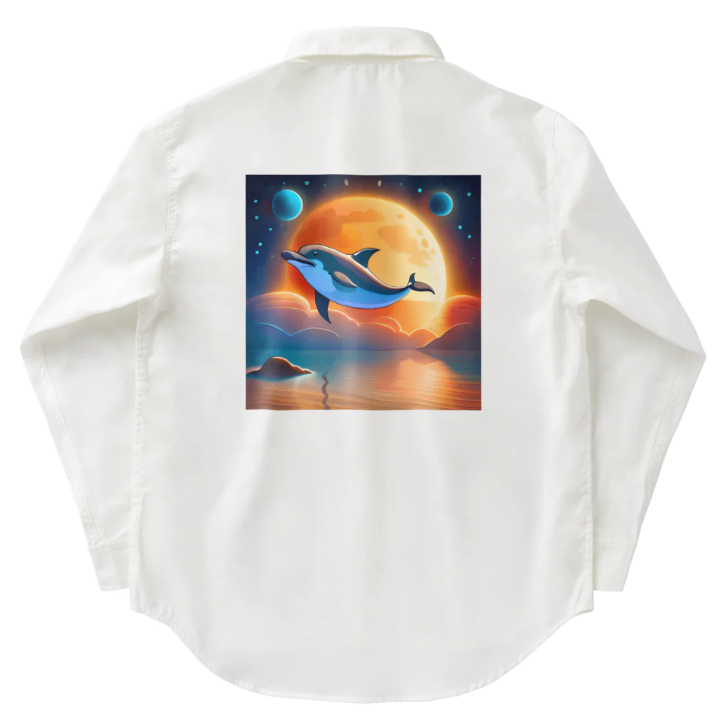 dolphineの宇宙のヒーリングドルフィン Work Shirt