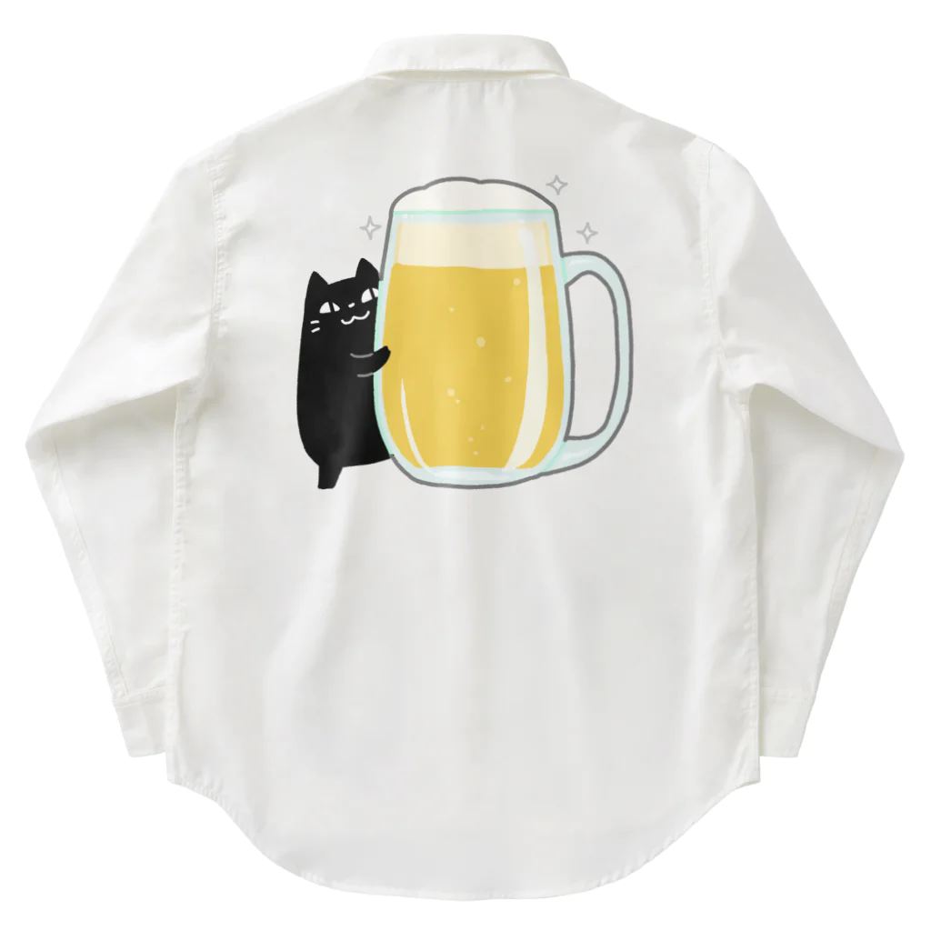 うさやの美味しいビールをゲットしてご満悦の黒猫 Work Shirt