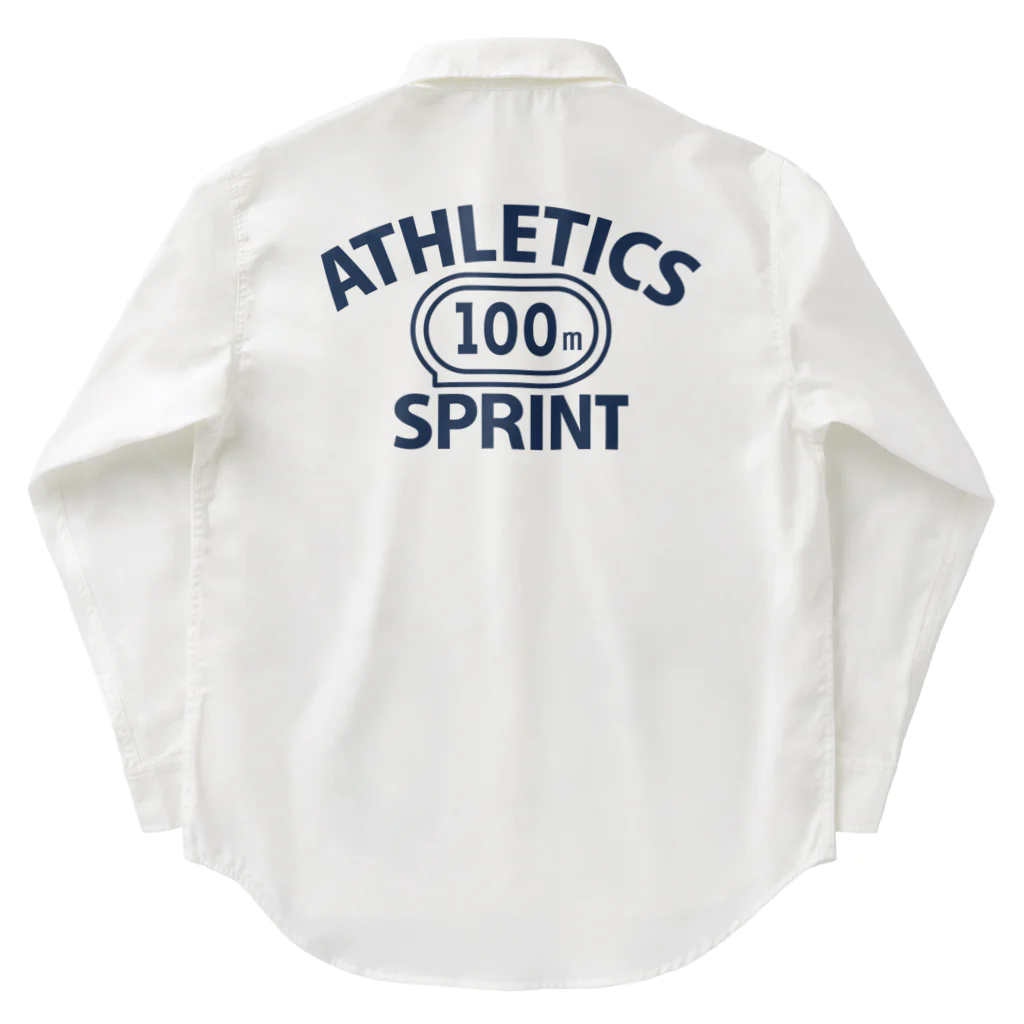 sports_tower スポーツタワーの100メートル競走・短距離走・陸上競技・トラック種目・デザイン・Tシャツ・陸上部・男子・女子・ジュニア・入賞・有力・確実・候補・有望・応援・精神力・集中力・日本人・陸上魂・100m走 ワークシャツ