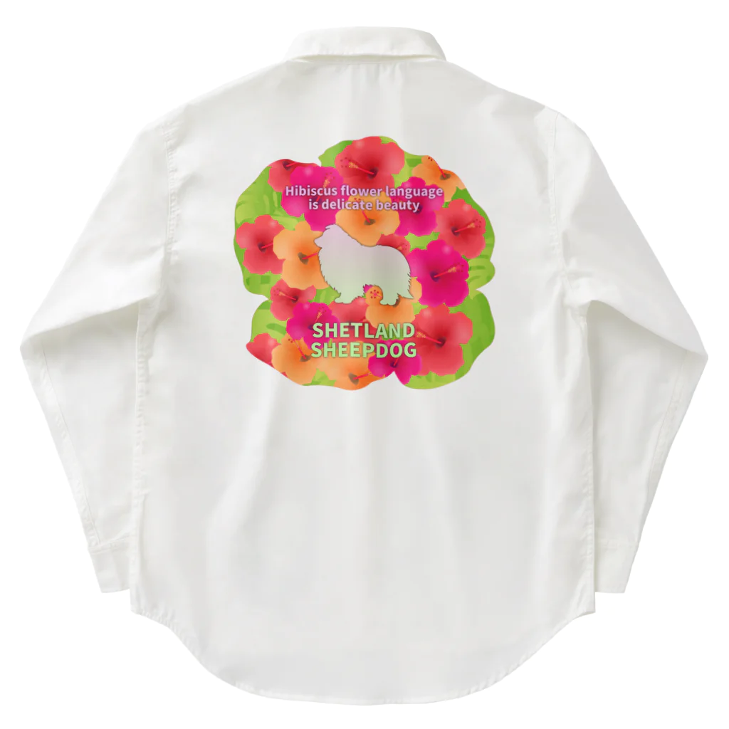 onehappinessのシェルティ　hibiscus　花言葉　onehappiness ワークシャツ