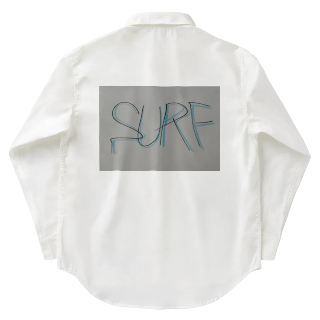 SURF810のSURF 文字(青影) Work Shirt