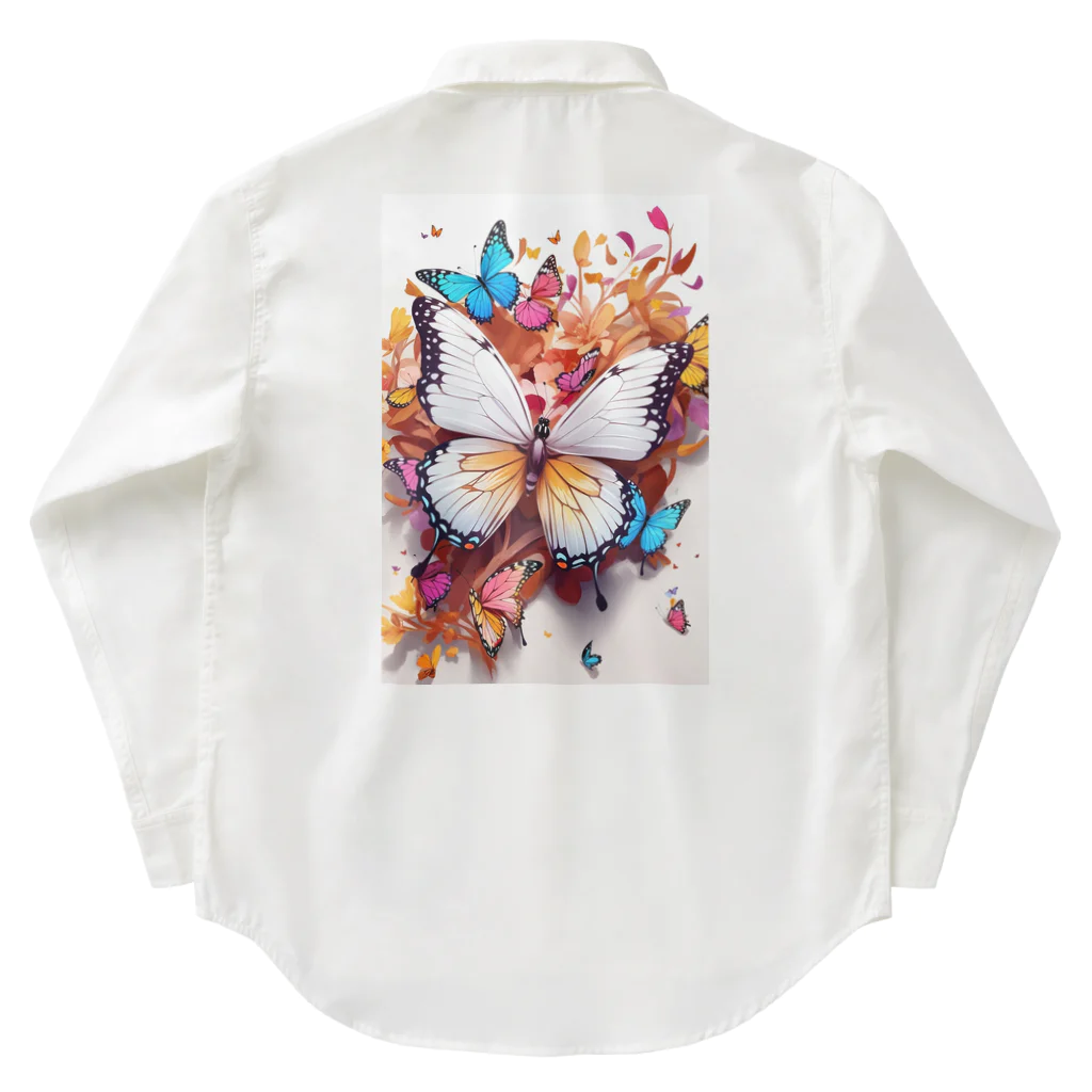 ちょもらんまのColorful butterflies Work Shirt