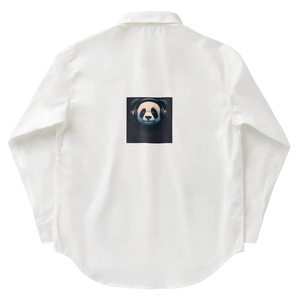 Shiba_IncのHeadphones & Pandas（ヘッドホン & パンダ） Work Shirt