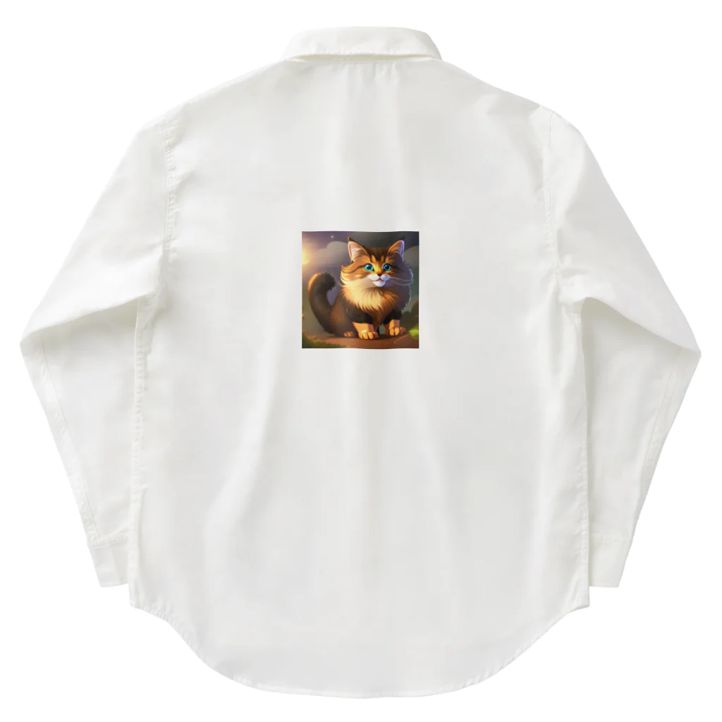 kpop大好き！のかわいい猫のイラストグッズ ワークシャツ