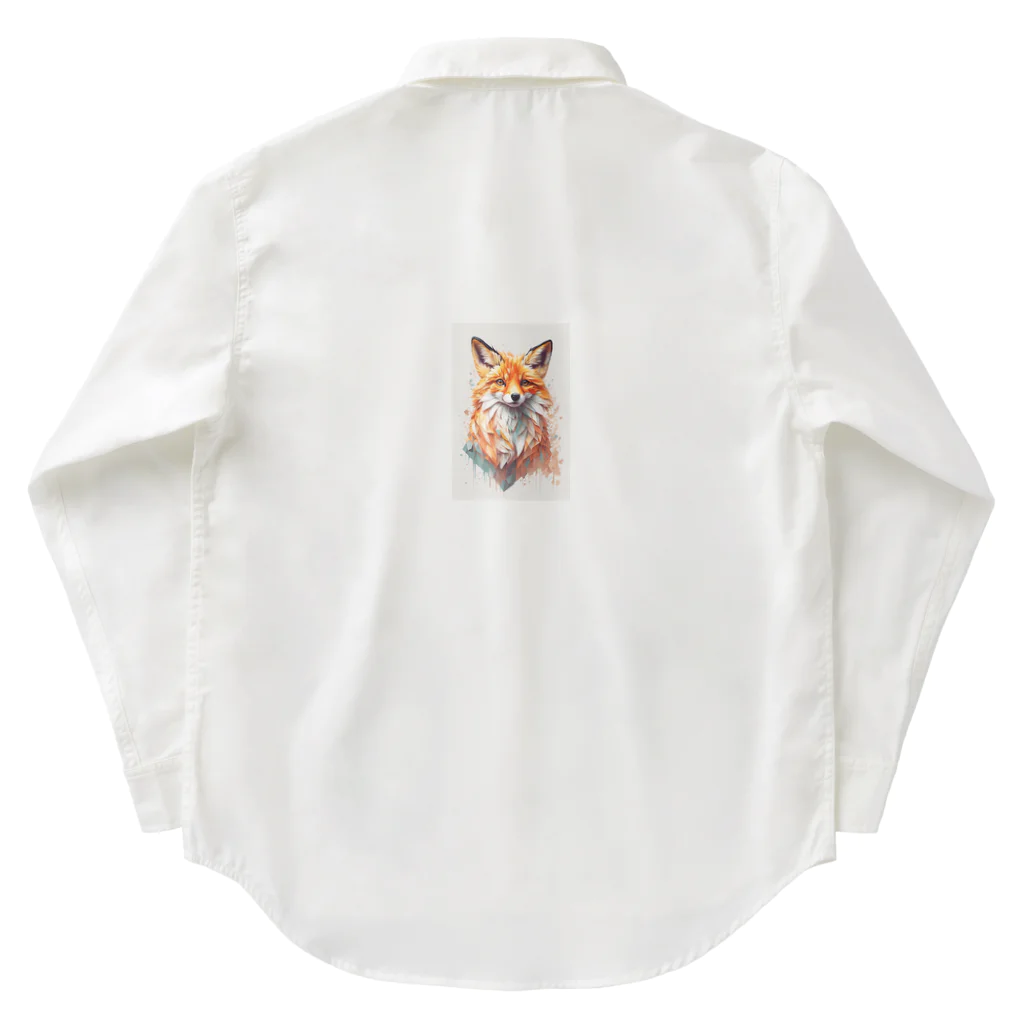 kazu@AIイラストのアニメテイストの狐ちゃん ワークシャツ