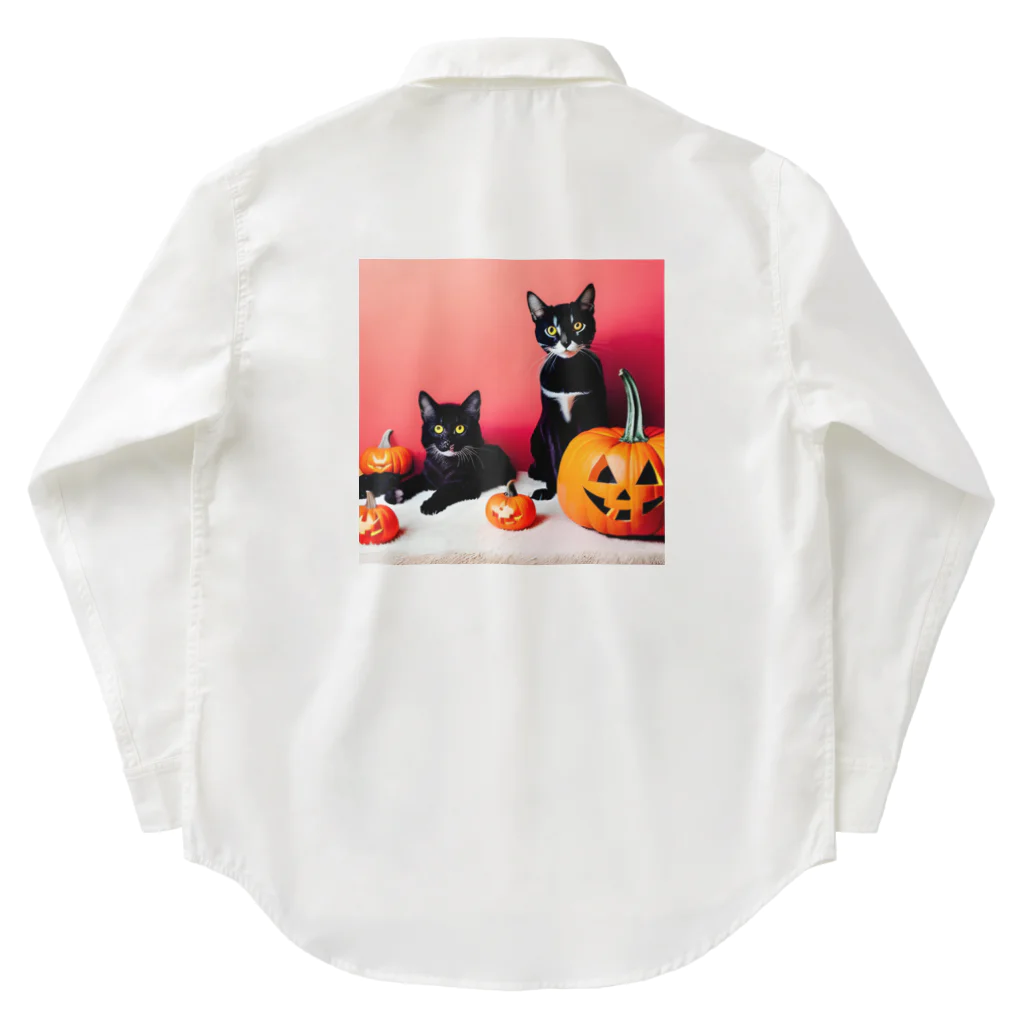 PEANUTSCHIBAの子猫達のハロウィン ワークシャツ