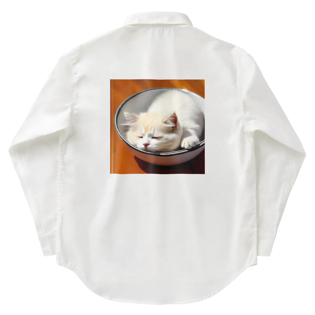 marusheのブサカワ猫のネコどんぶり ワークシャツ