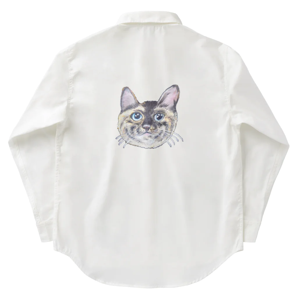 れいにゃん堂&れいにゃあ～と😺のチョークアートの見上げるサビ猫 Work Shirt