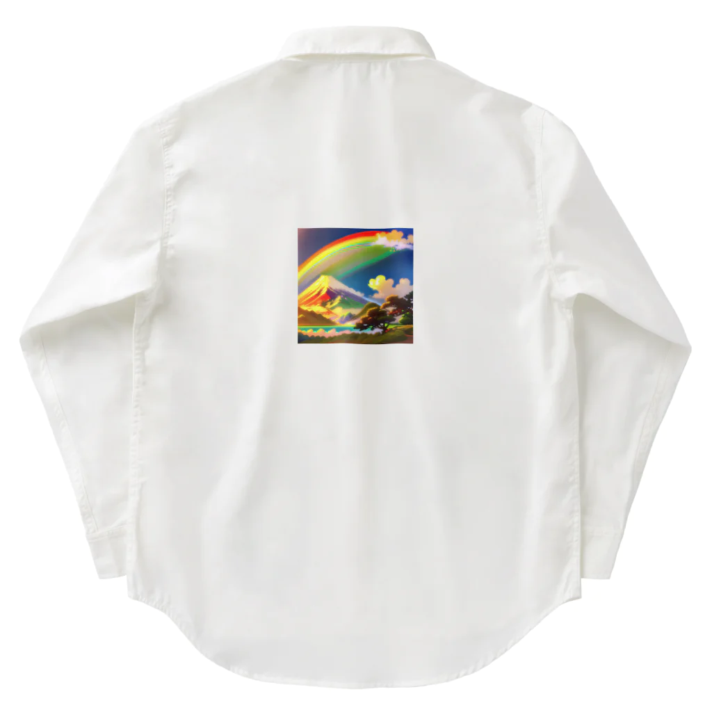 TOY PAPA SHOP の“Rainbow-colored Mount Fuji: The Gateway to a Colorful Fantasy” Work Shirt