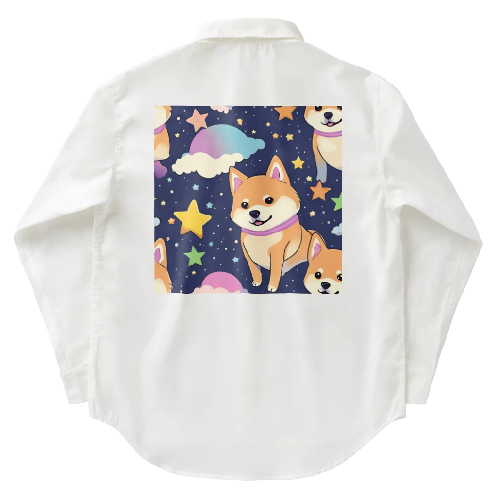 ゆんまるの夜空に柴犬 Work Shirt