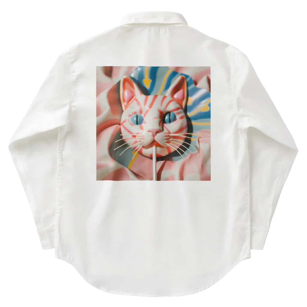 猫雑貨屋　ねこまろの猫のカラフルロリポップ Work Shirt