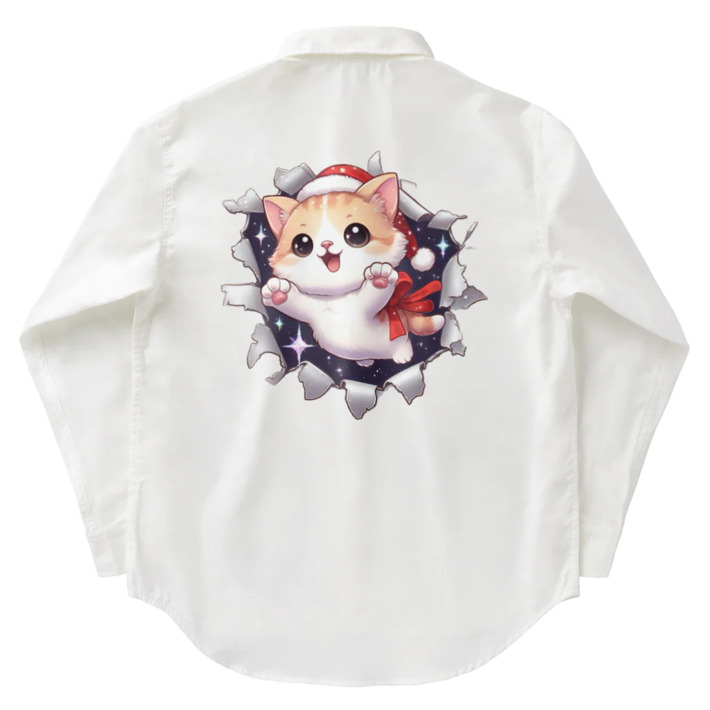 飛び出す！アニマルショップの飛び出す猫クリスマスver Work Shirt