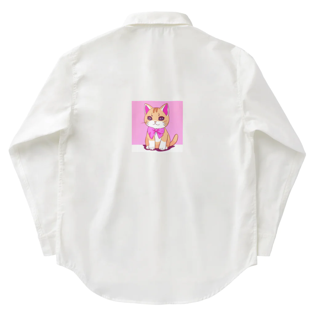 Officefaceのリボン猫ちゃん Work Shirt