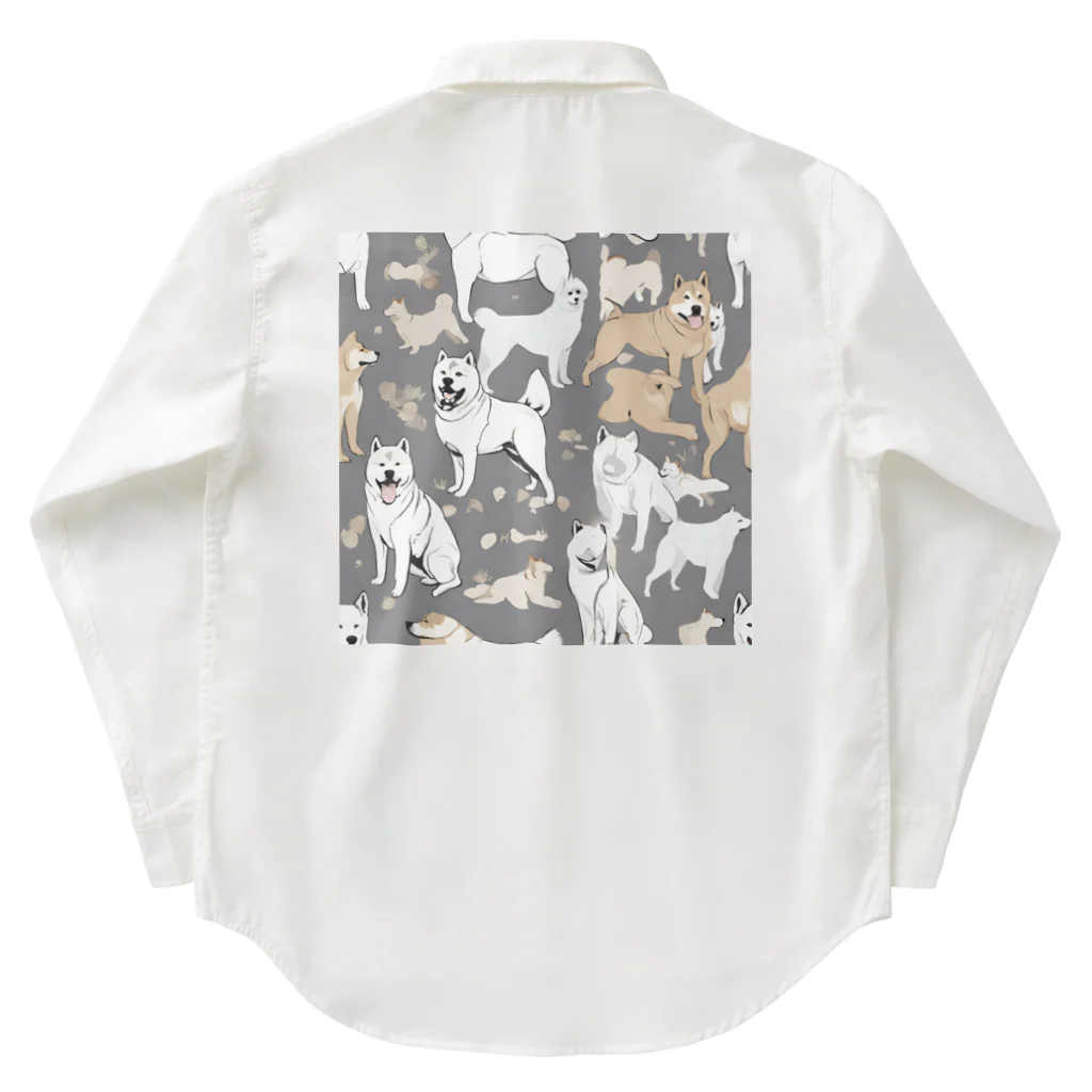 pinetreeの秋田犬３ ワークシャツ