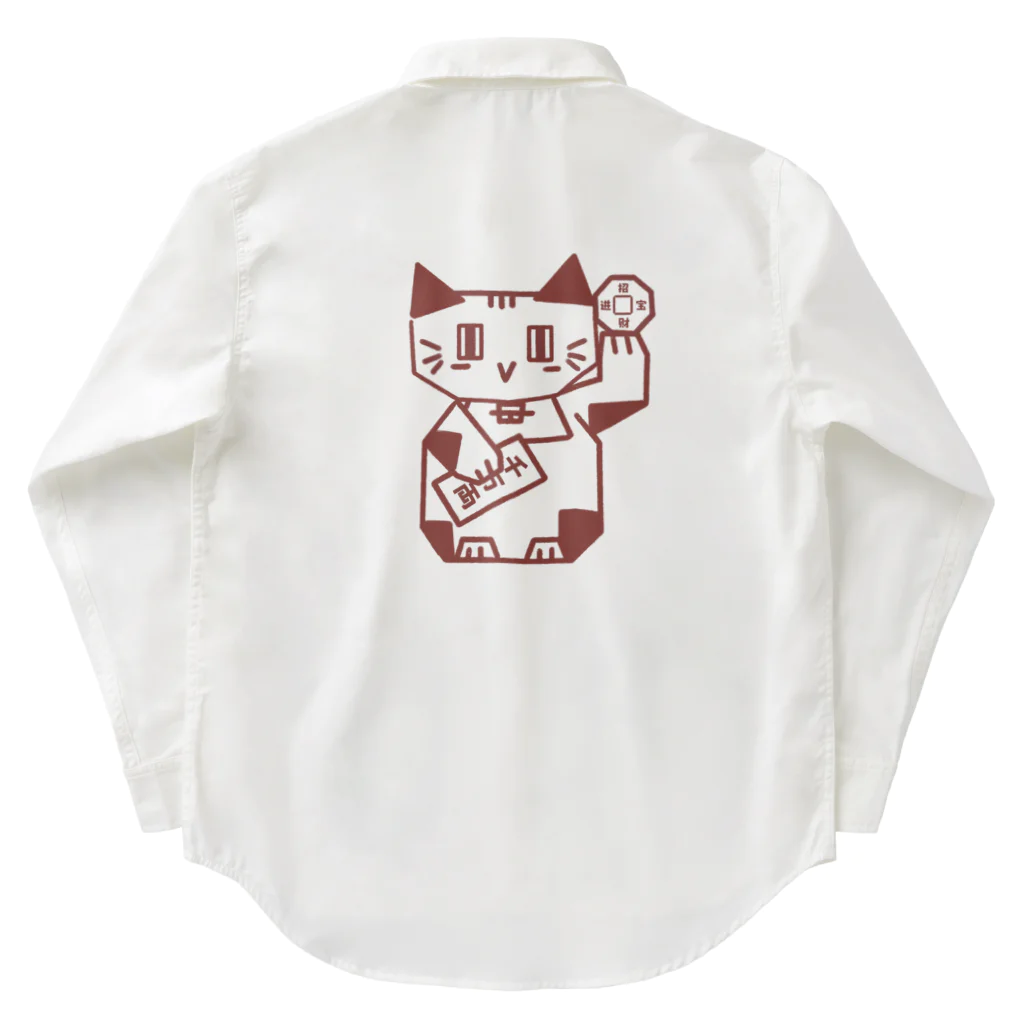 Lin Designのしかくい招き猫 ワークシャツ