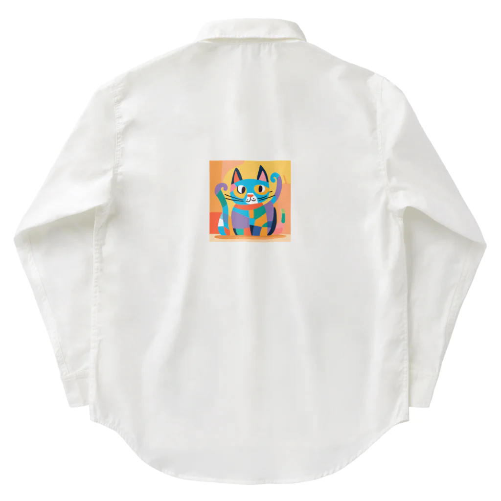 IKA_0120のカラフルな猫 Work Shirt