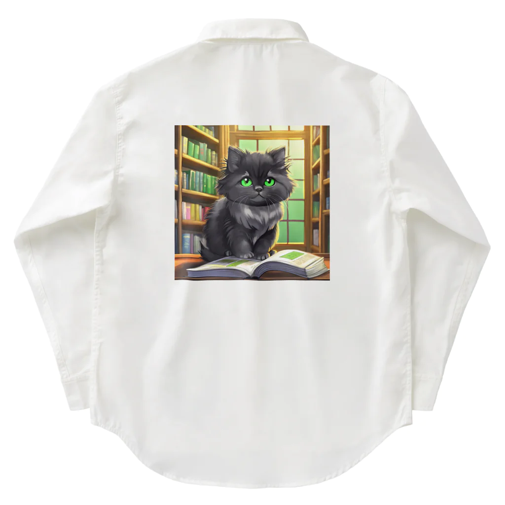 yoiyononakaの図書室の黒猫02 Work Shirt