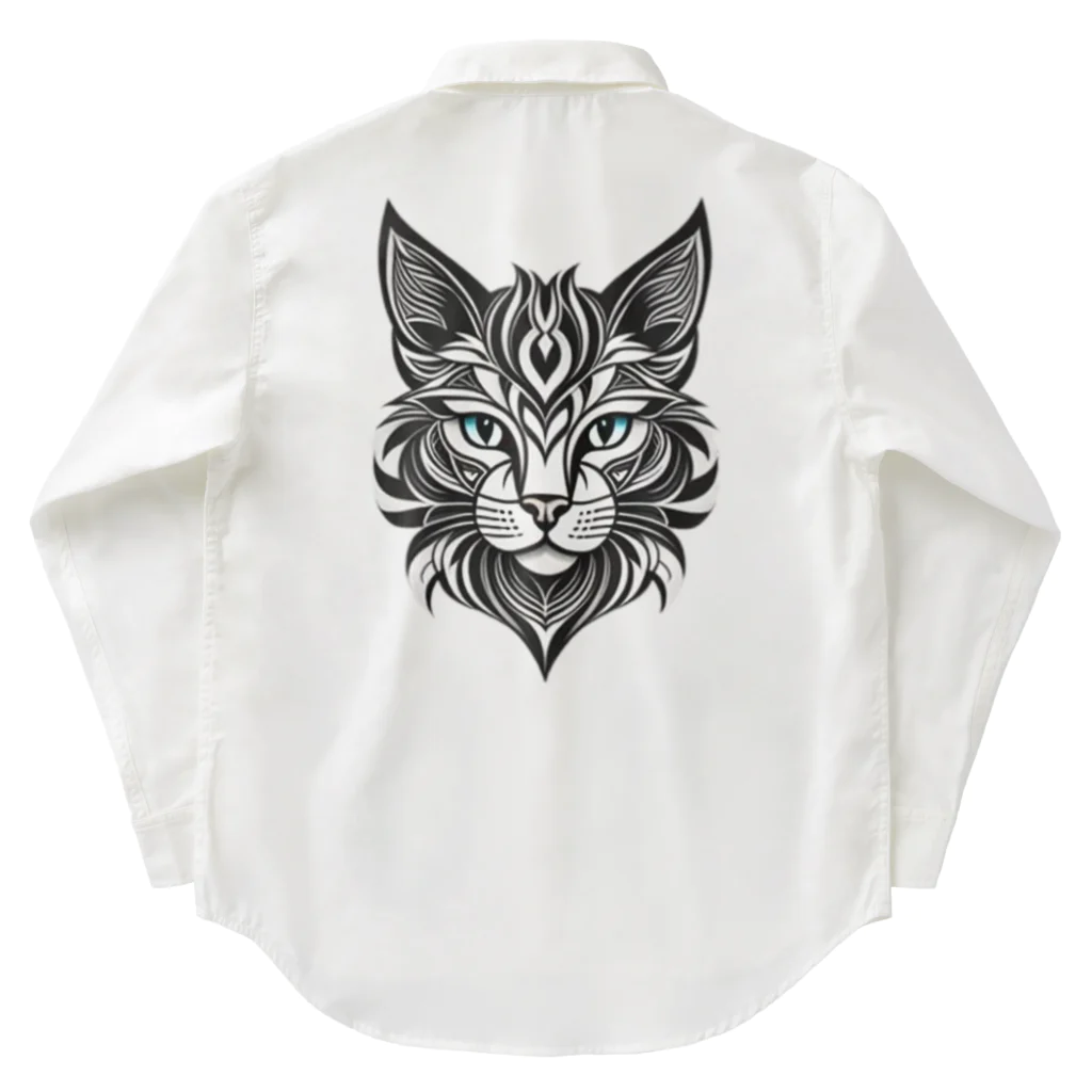 629_CAT_ARTのモノラルキャット2 Work Shirt