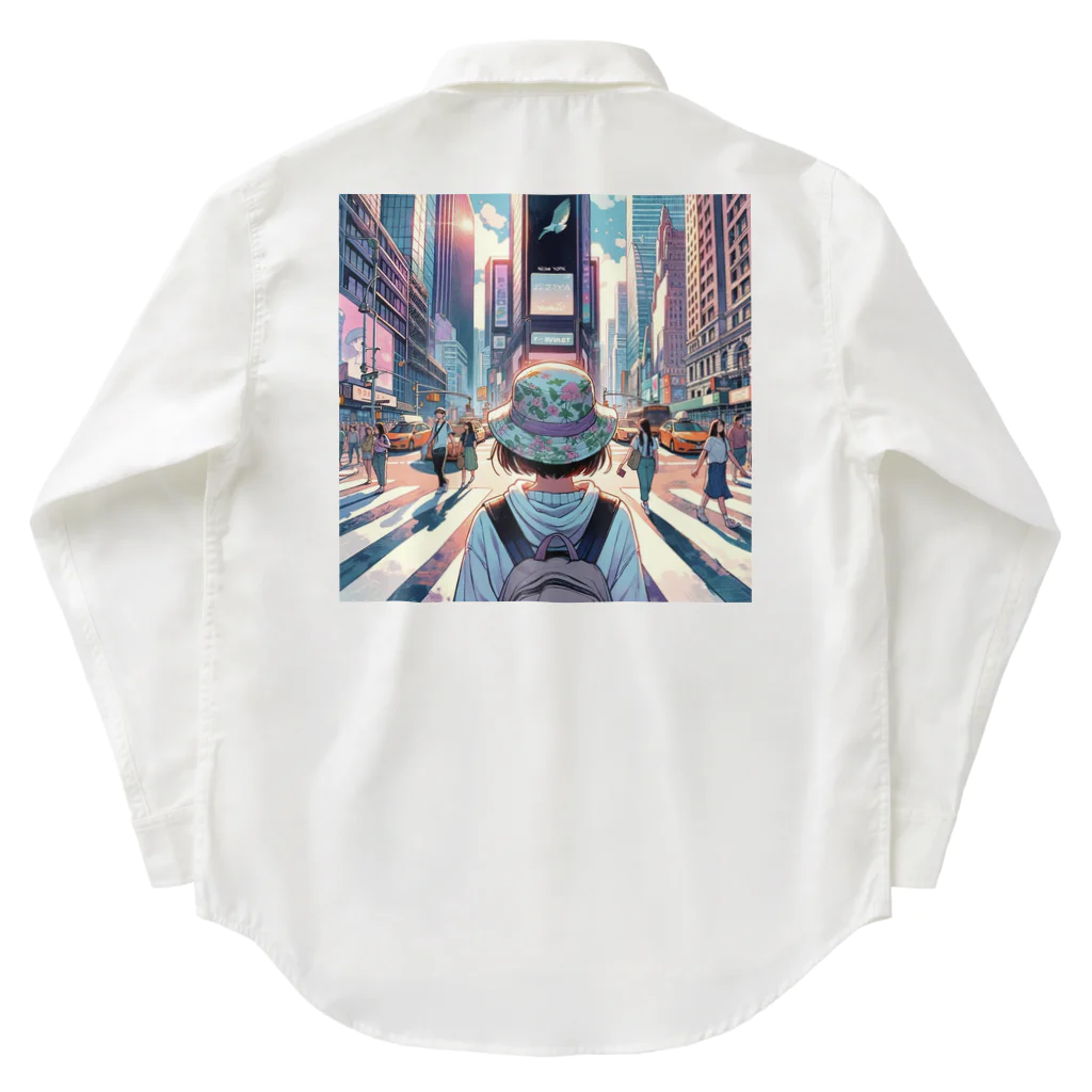 Artful Whiskersの一人旅の少女 Work Shirt