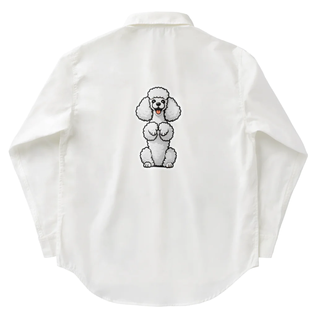 COCO SHOPのホワイトカラーのプードル（ちんちんポーズ） Work Shirt