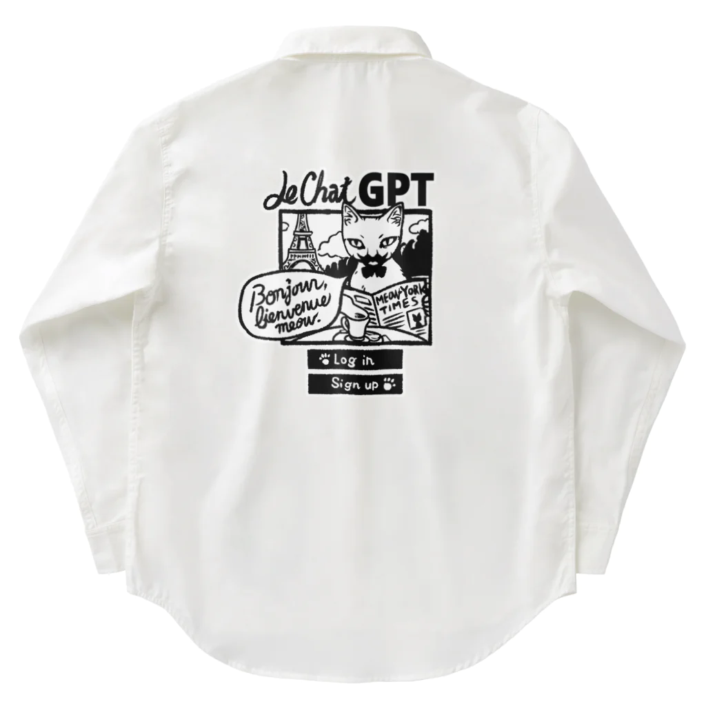 nya-mew（ニャーミュー）のにゃんこGPT(バックプリント) Work Shirt