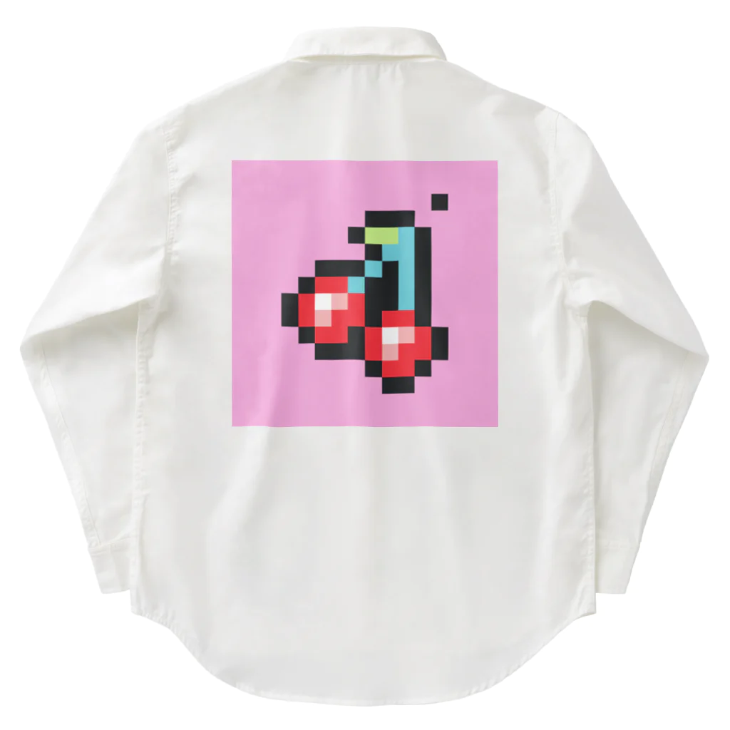 takuSHOP99のドット絵のサクランボ ワークシャツ