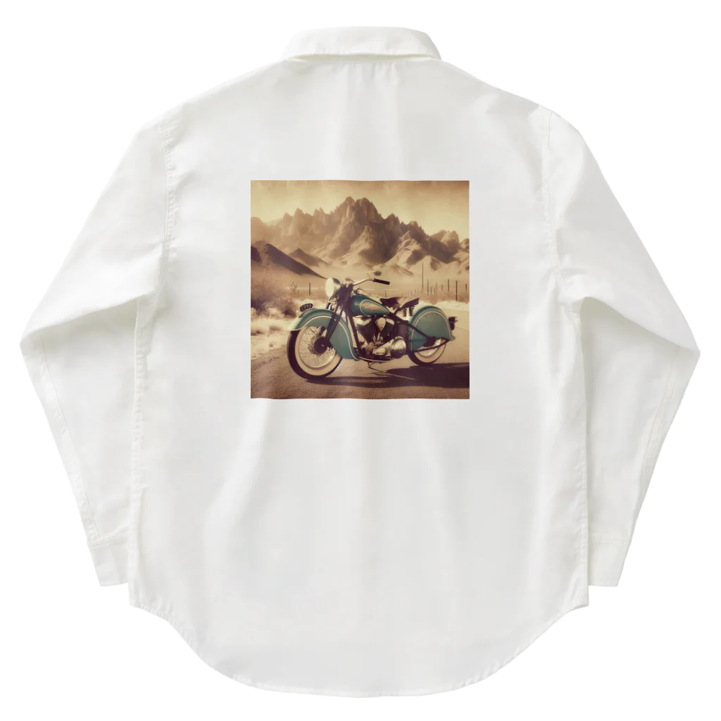 レモングラスの"セピアの時代を駆ける古きオートバイ" ワークシャツ