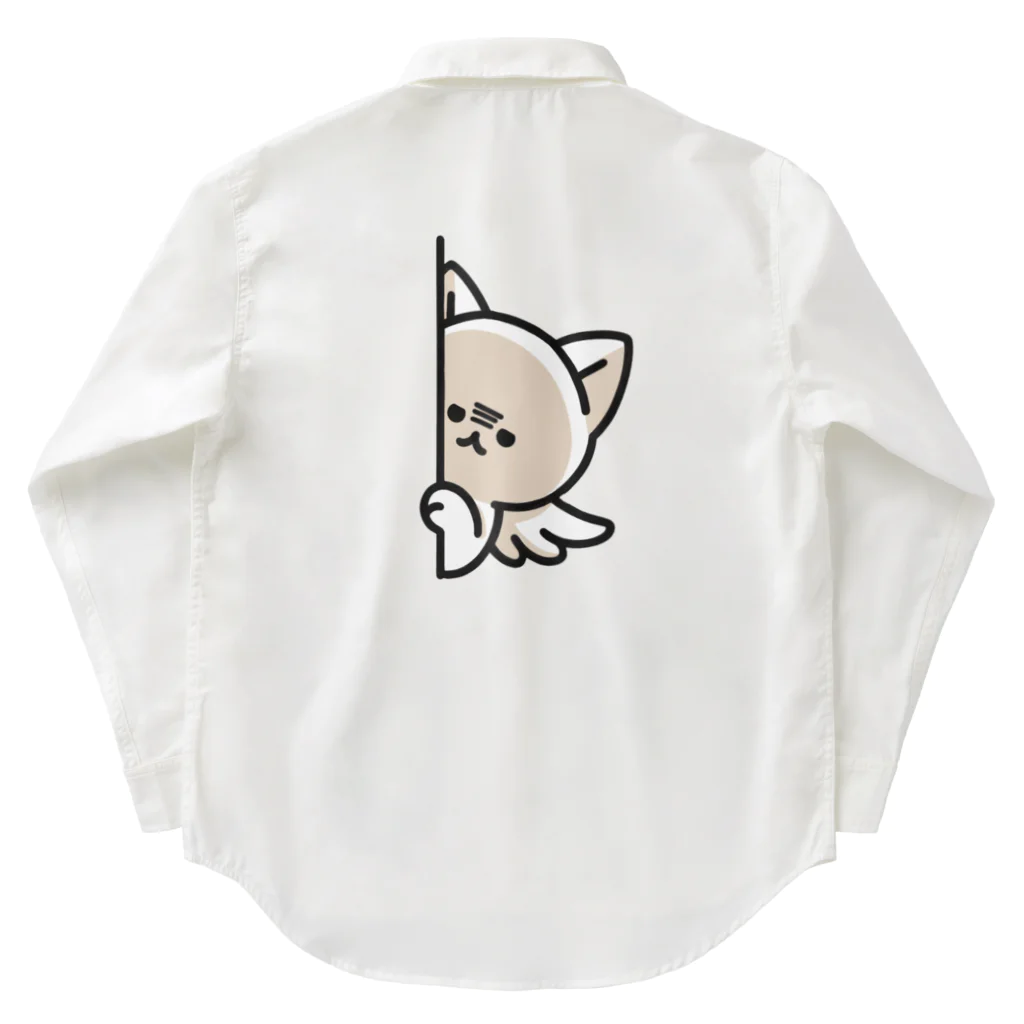 Mystery Cat Worldのじっと見つめるねこ Work Shirt