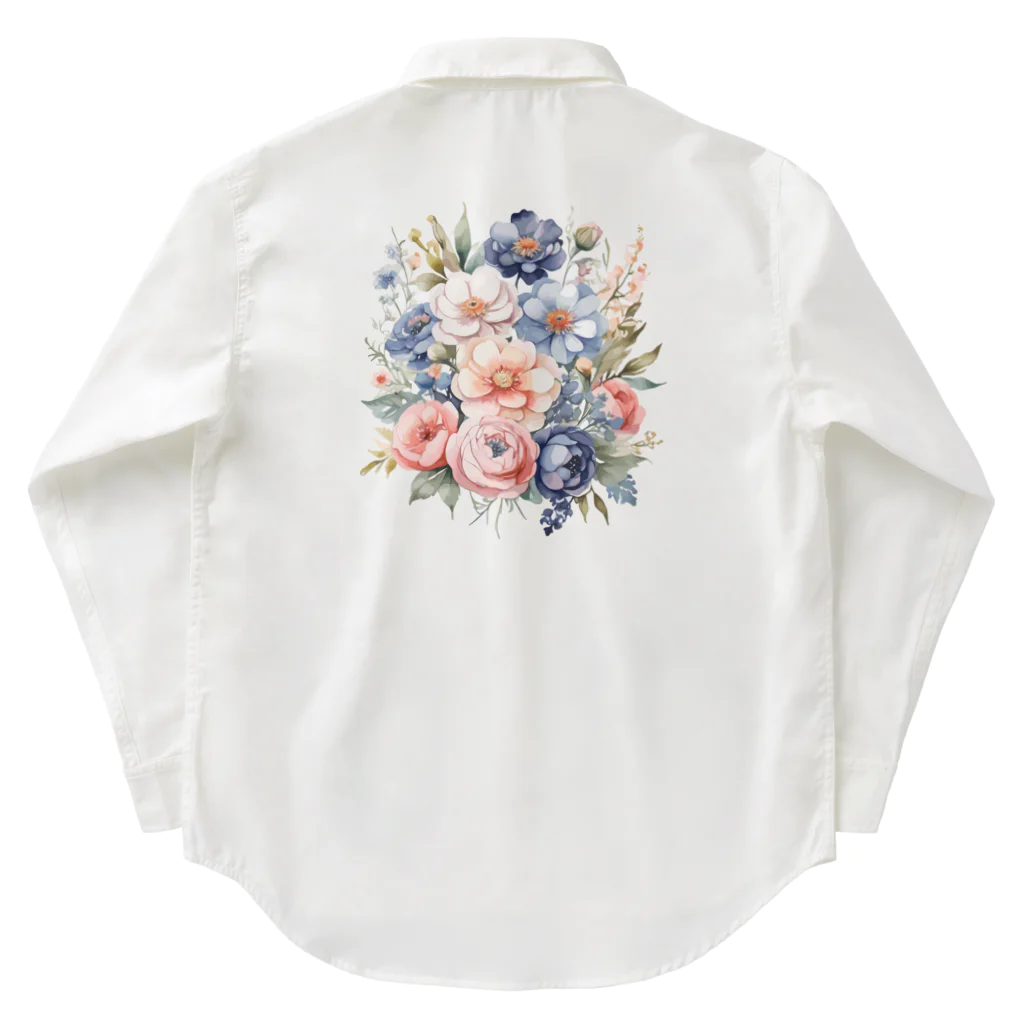 ファンシーTシャツ屋のパステルカラーの花束 ワークシャツ