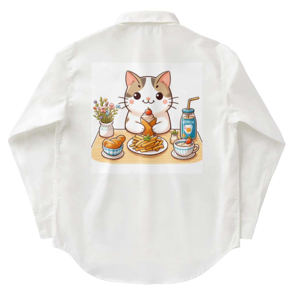 zuuu-の猫くんの豪華なカフェごはん♪ ワークシャツ