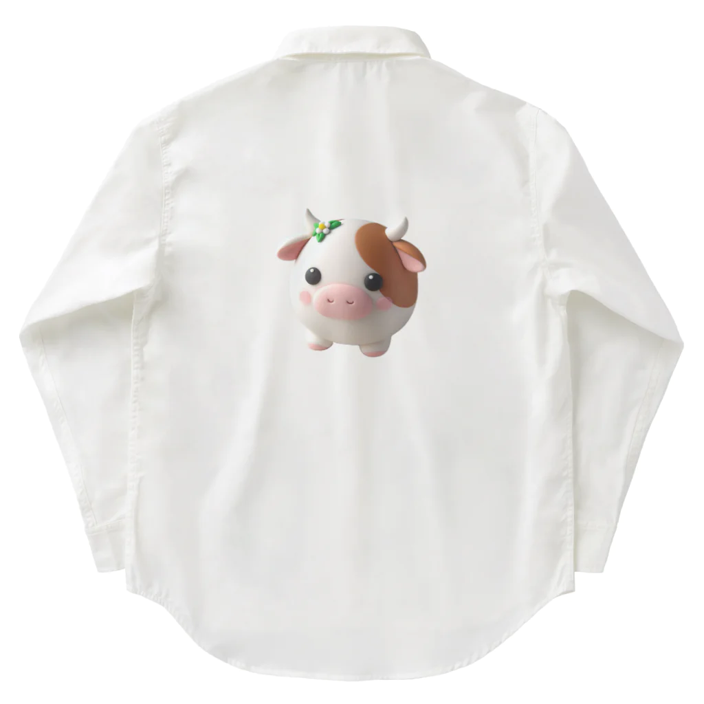 終わらない夢🌈の可愛い💕まんまる◯シリーズ✨　牛🐮 Work Shirt