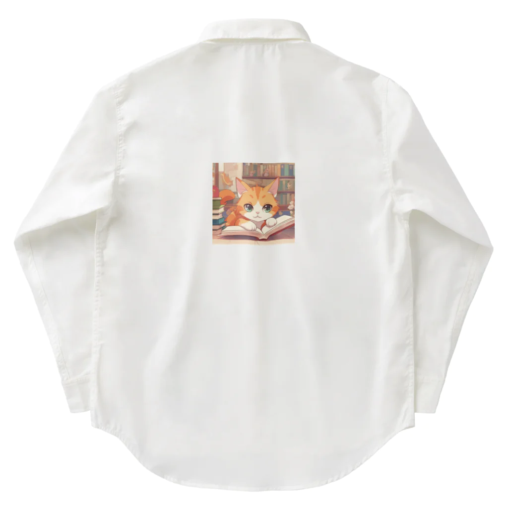 星パンダショップのほんよみかんねこ Work Shirt