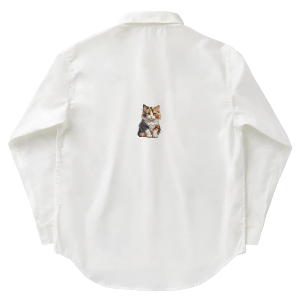 wonder_ANIMALPARKのおすわり三毛猫 Work Shirt