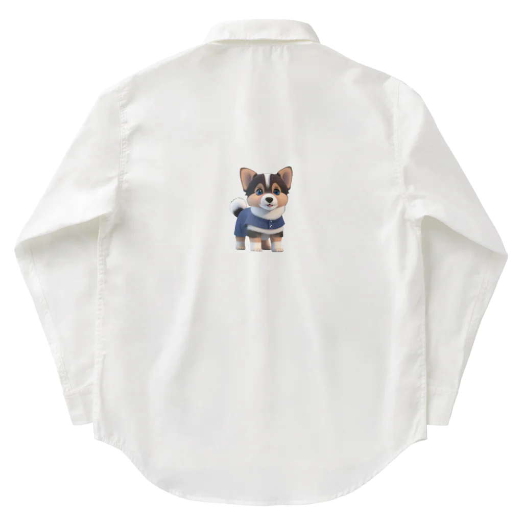 ぱんだまんの可愛い３D犬 Work Shirt