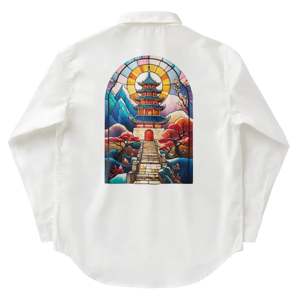 中華呪術堂（チャイナマジックホール）の彩色玻璃中国塔 ワークシャツ