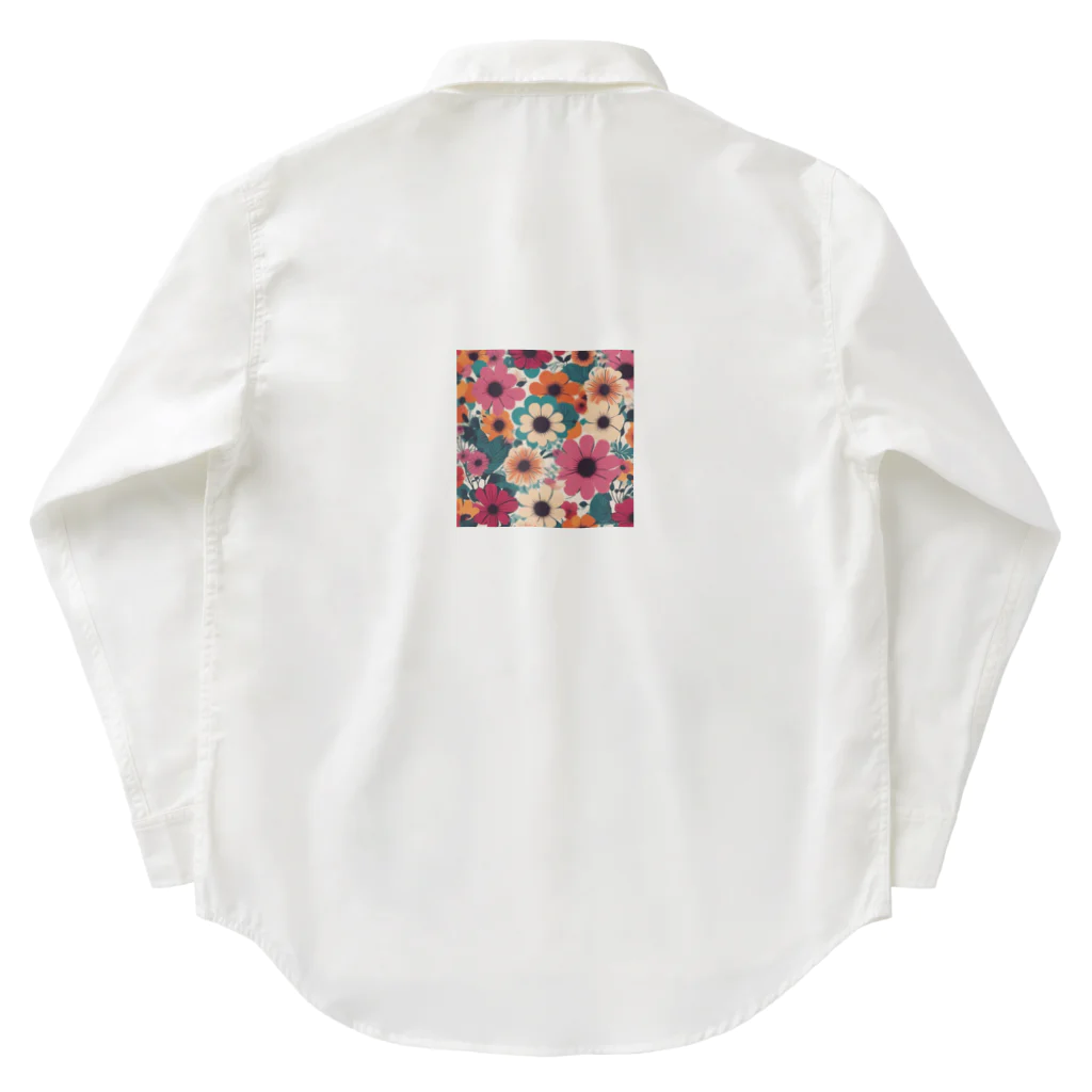 NATSUMAKITSUNEの北欧風　花柄　マリメッコ風 Work Shirt