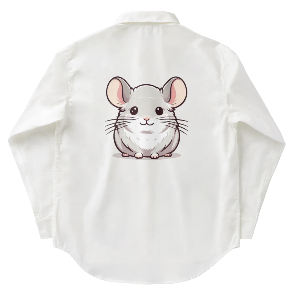 もふっとチンチラ🐭のチンチラ（シナモン） Work Shirt