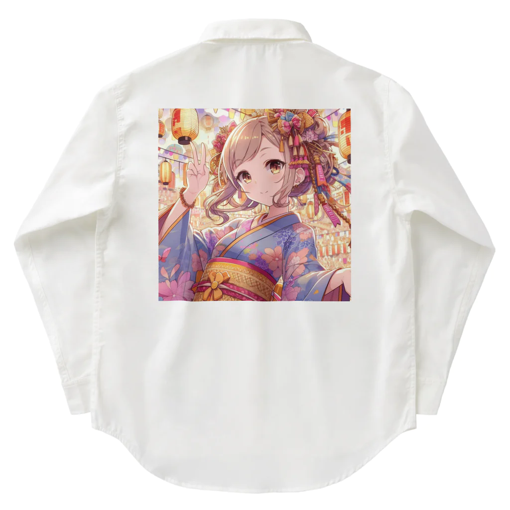 推しの美少女とアイドルのお祭りを楽しむ浴衣美少女 Work Shirt