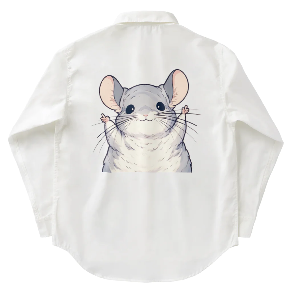 もふっとチンチラ🐭のばんざいチンチラ Work Shirt