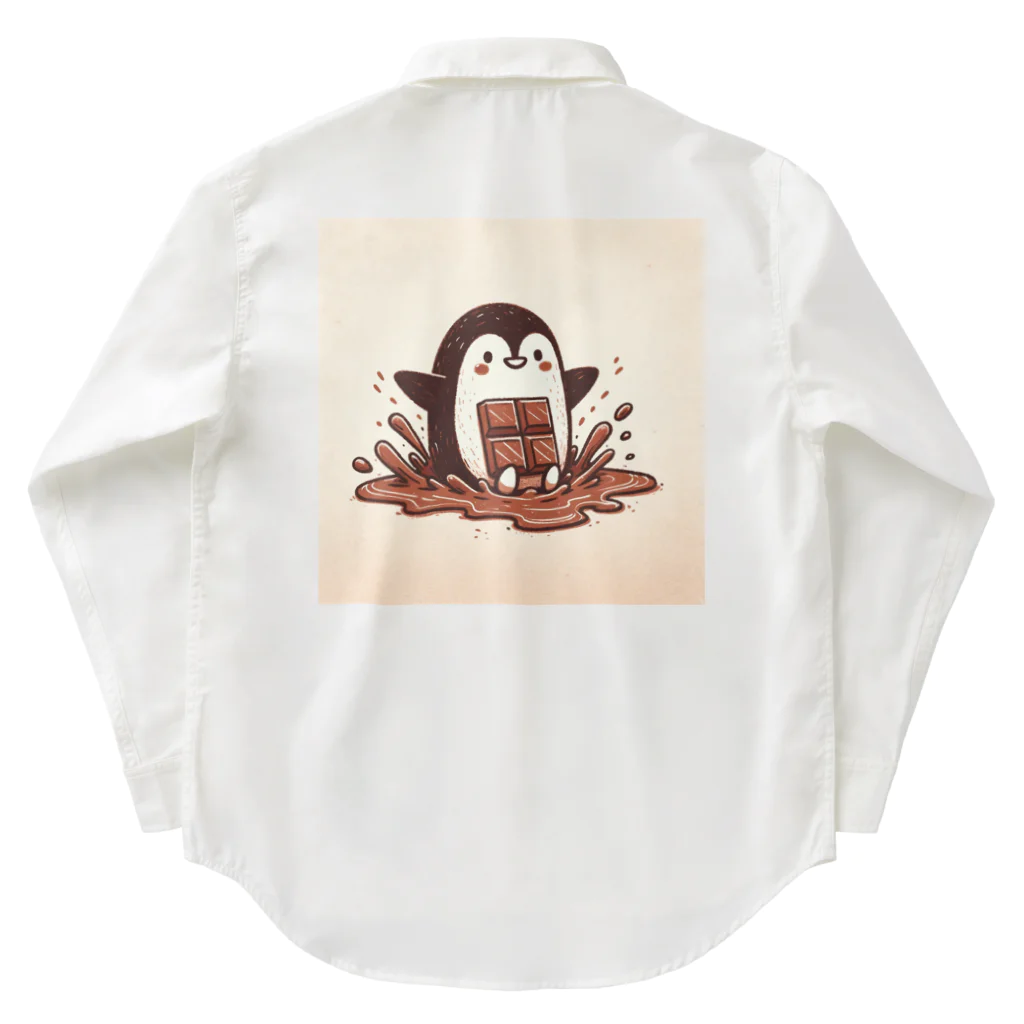 もぐふわアニマルズの甘い滑走 - チョコペンギン物語 ワークシャツ