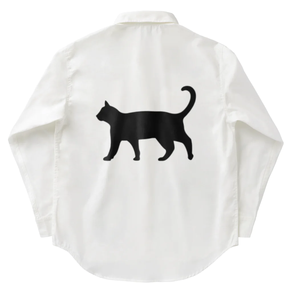 Teatime ティータイムの黒猫は見ていた　ねこ Work Shirt