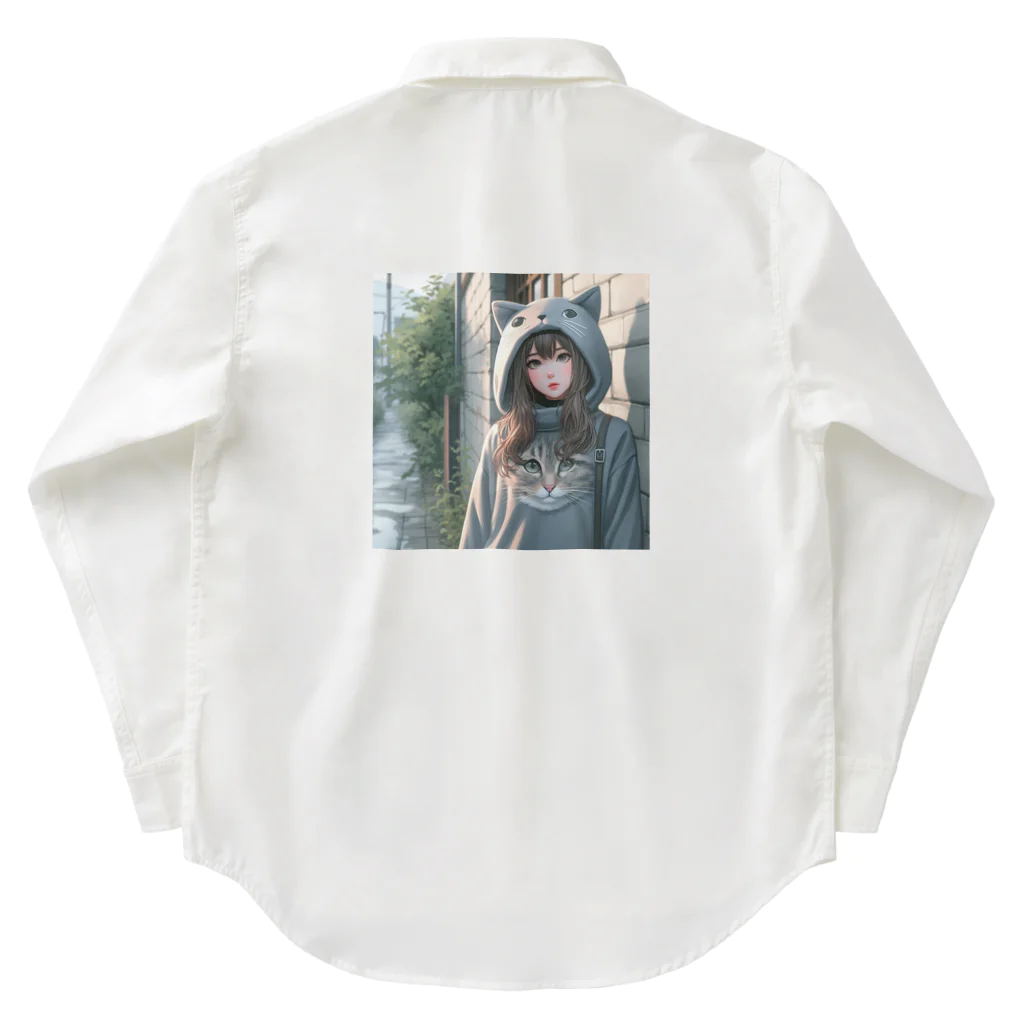 SaltyCookie Design Worksの猫パーカーの女の子(11) Work Shirt